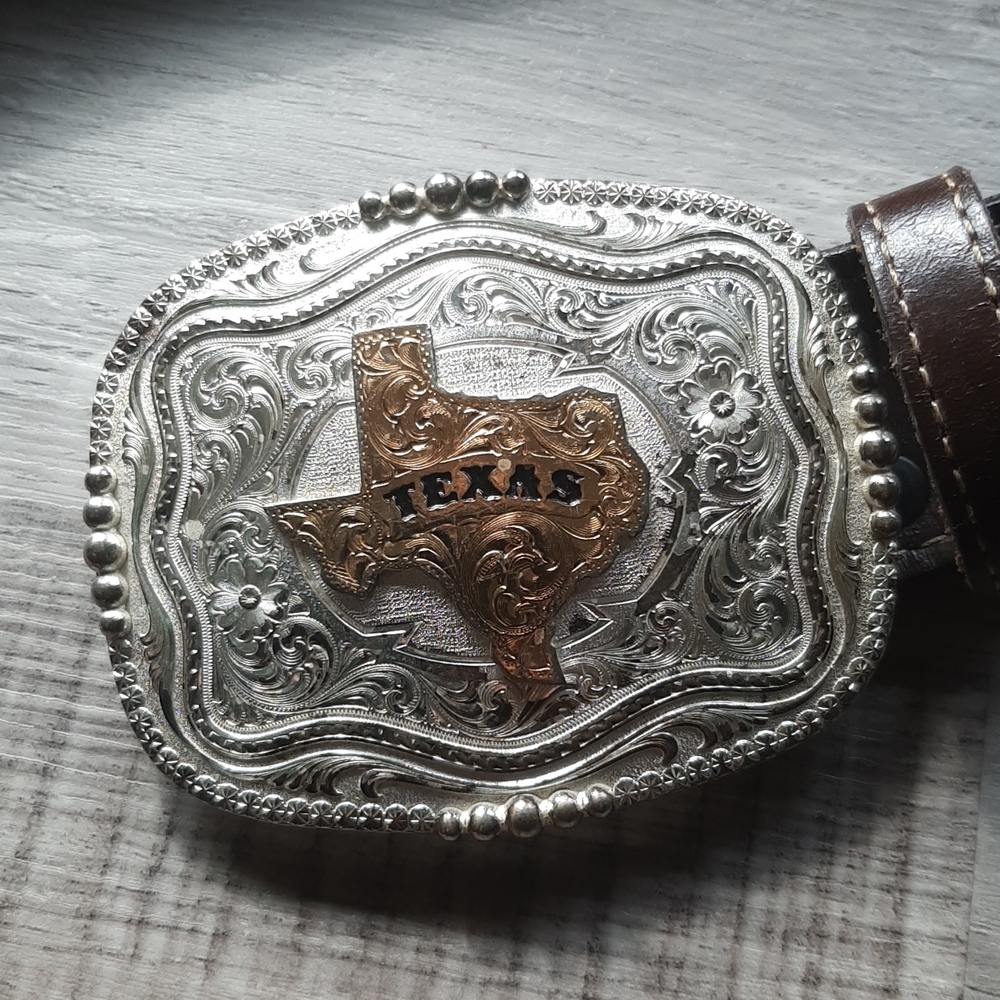 Silver and Gold Texas Belt Buckle